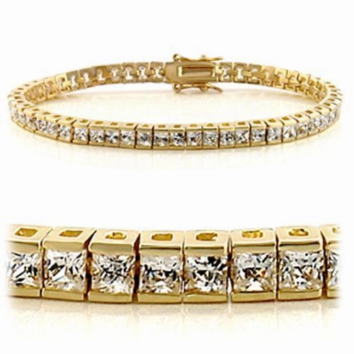 Refined Element 47101 - Gold Brass Bracelet with AAA Grade CZ  in Clear