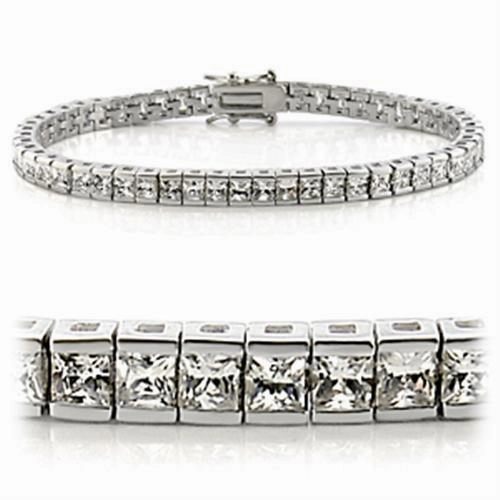 47102 - Rhodium Brass Bracelet with AAA Grade CZ  in Clear Fast View