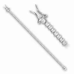 47103 - Rhodium Brass Bracelet with AAA Grade CZ  in Clear Pinnacle Detail