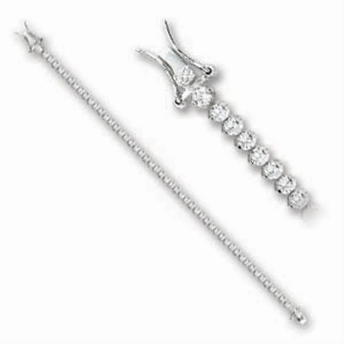 47103 - Rhodium Brass Bracelet with AAA Grade CZ  in Clear Broad Mixes International Trend