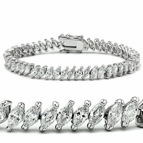 47106 - Rhodium Brass Bracelet with AAA Grade CZ  in Clear Collector??s Vision
