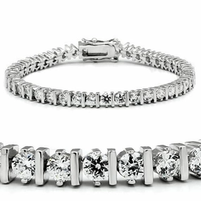 47206 - Rhodium Brass Bracelet with AAA Grade CZ  in Clear Deep Combinations