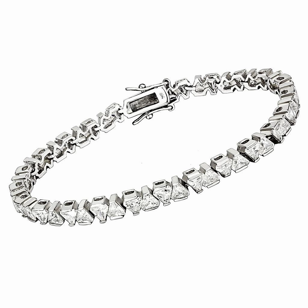 47302 - Rhodium Brass Bracelet with AAA Grade CZ  in Clear Unity Symbol Flawless Pick