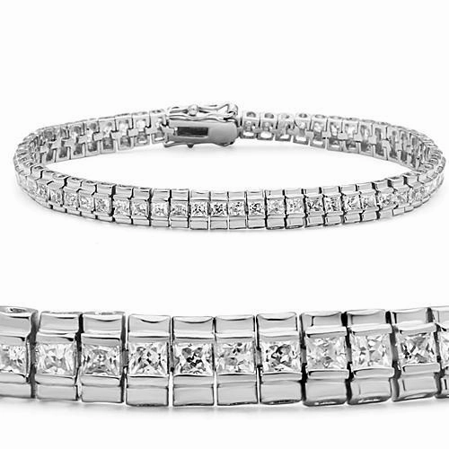 47304 - Rhodium Brass Bracelet with AAA Grade CZ  in Clear Latest Creation