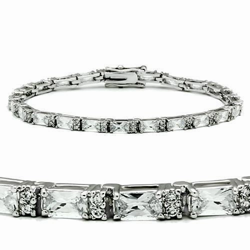 47401 - Rhodium Brass Bracelet with AAA Grade CZ  in Clear Spiritual Guide hassle-free