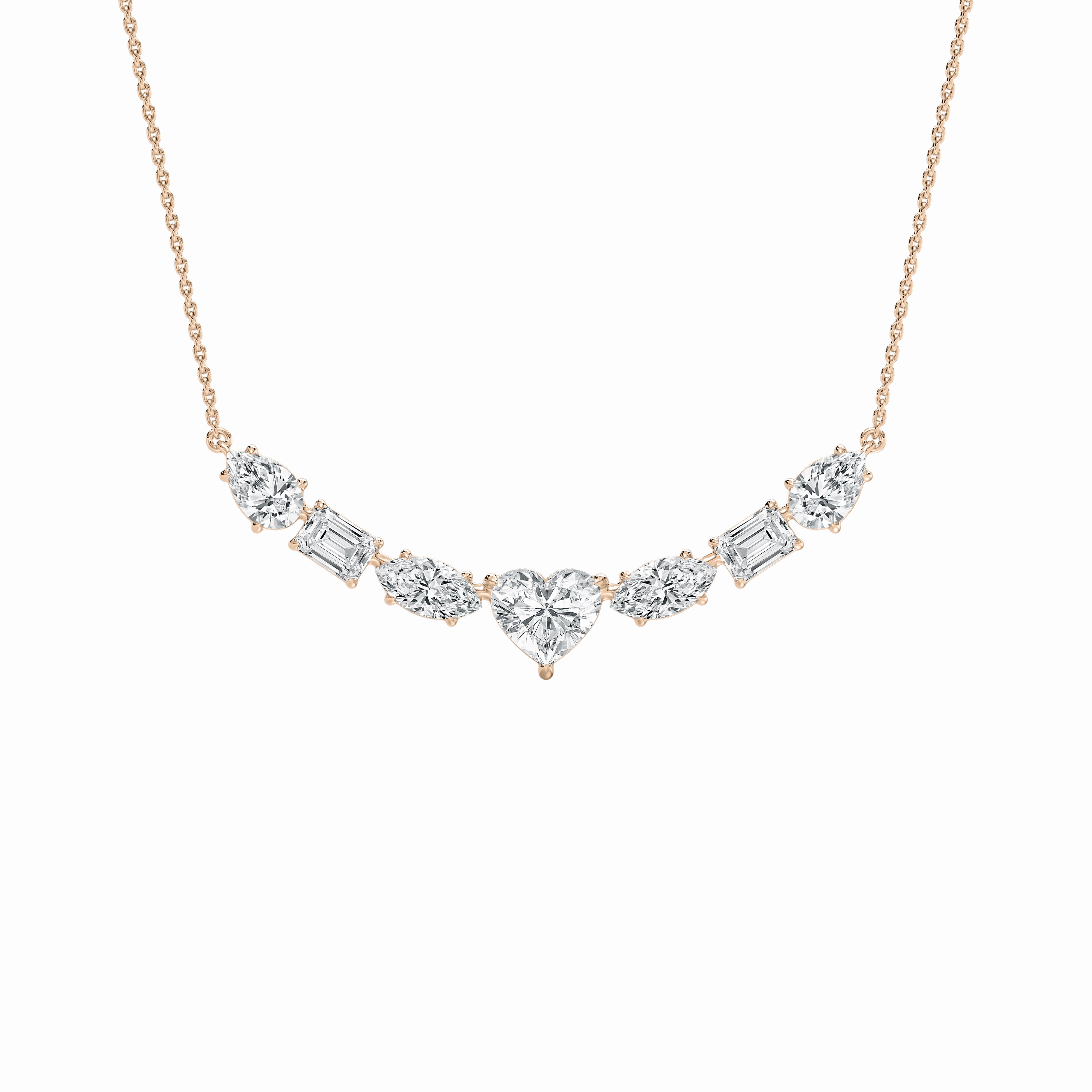 4 ? ctw Multi-Shape Lab Grown Diamond Centered Heart Necklace - 18 Inches Attractive item Exquisite Style