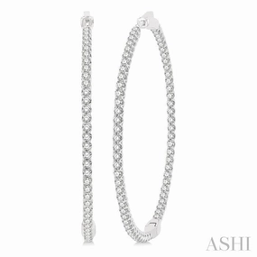 Classic Craftwork 4 ctw Inside-Out Round Cut Diamond 2-Inch Hoop Earrings in 14K White Gold