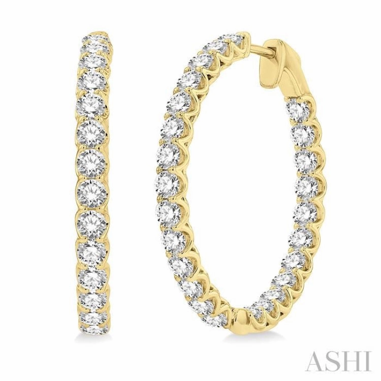 4 Ctw Inside-Out Round Cut Diamond Hoop Earrings in 14K Yellow Gold Sophisticated Shape