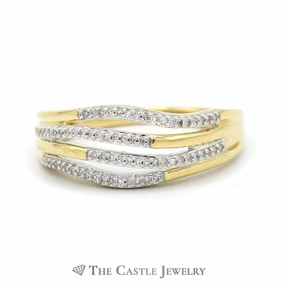4 Row Round Diamond Band in 10k Yellow Gold Cool Spark