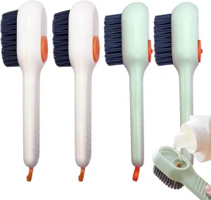 4PCS Shoe Brush for Cleaning, Soft Bristle Cleaning Brush, Automatic Liquid Adding Laundry Brushes, Multifunctional Liquid Shoe Brush Cleaning Shoes Canvas Cleaner Laundry Stain Brush