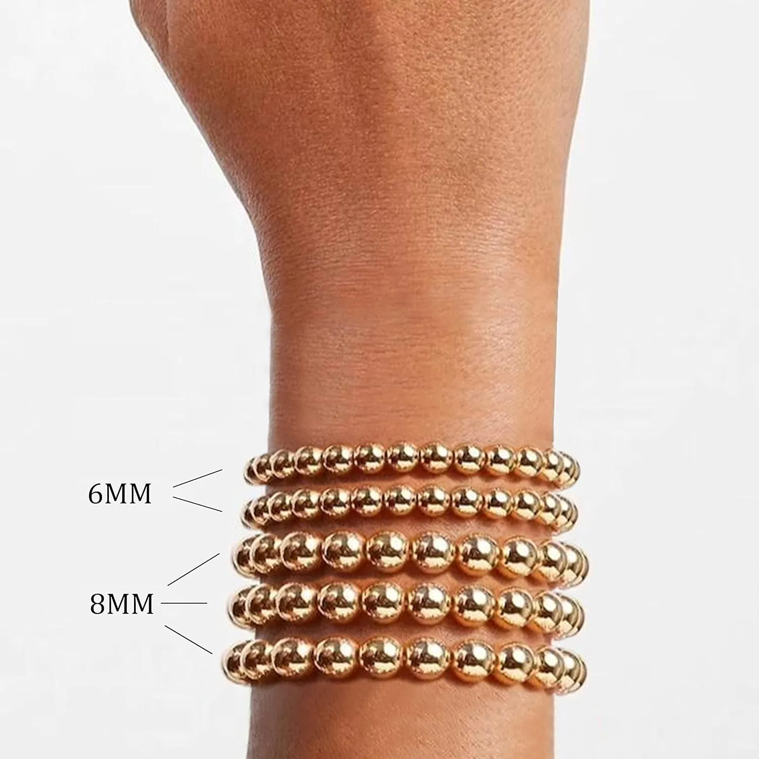 5 Pcs Faux Pearl Bracelet Set for Women Beaded Stretch Strand Bracelets for Bridesmaid,Bridal,Party Jewelry