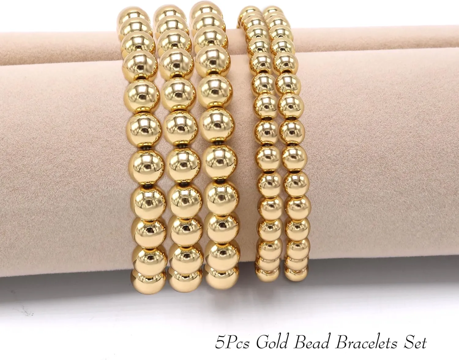 5 Pcs Faux Pearl Bracelet Set for Women Beaded Stretch Strand Bracelets for Bridesmaid,Bridal,Party Jewelry