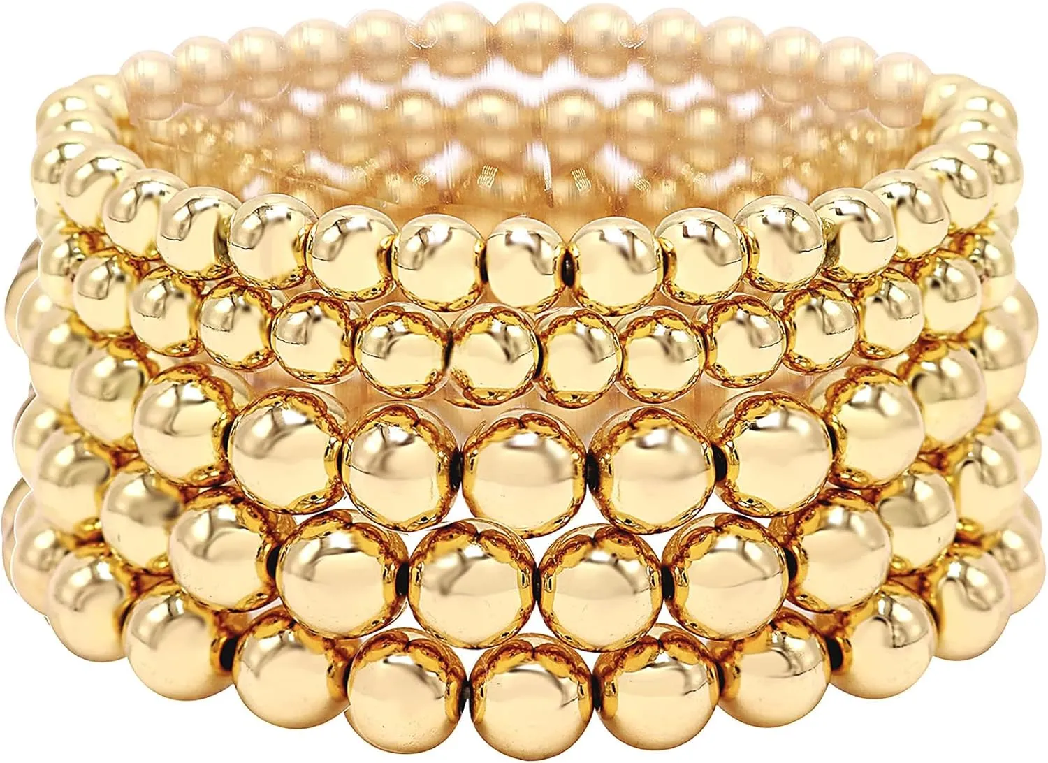 5 Pcs Faux Pearl Bracelet Set for Women Beaded Stretch Strand Bracelets for Bridesmaid,Bridal,Party Jewelry