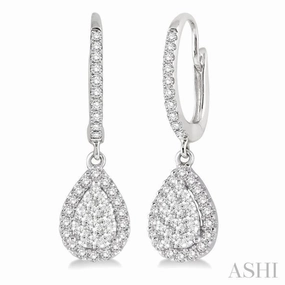 5/8 Ctw Pear Shape Diamond Lovebright Earrings in 14K White Gold Graduation Day
