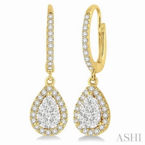 Timeless Favorite Modern Look 5/8 ctw Pear Shape Diamond Lovebright Earrings in 14K Yellow and White Gold