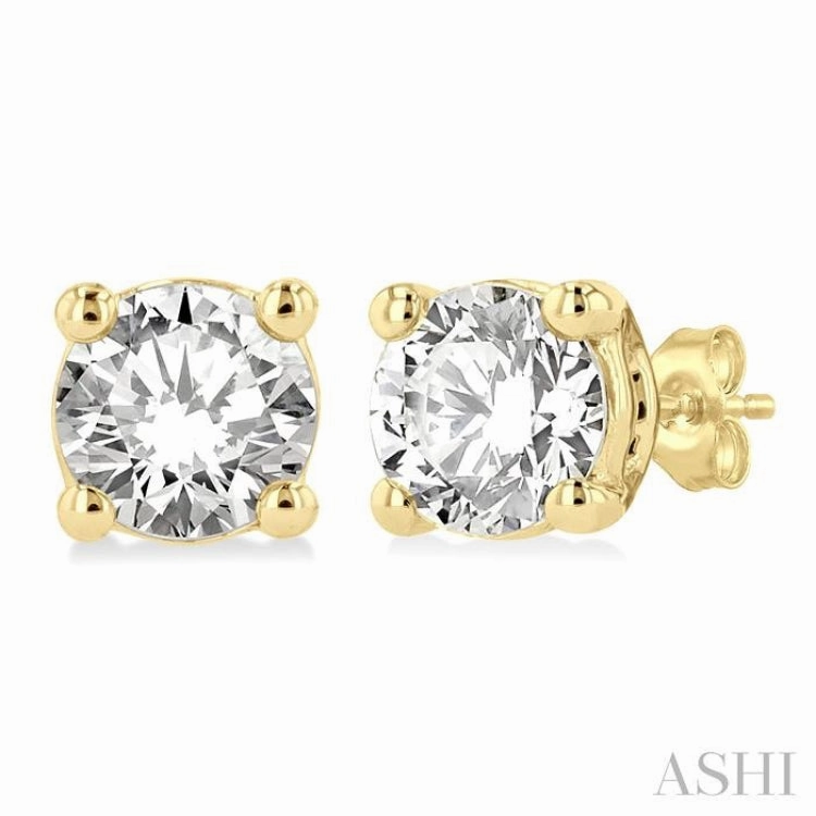 5/8 ctw Round Cut Diamond Stud Earring in 14K Yellow Gold Elegant Touch