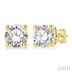 5/8 ctw Round Cut Diamond Stud Earring in 14K Yellow Gold Elegant Touch