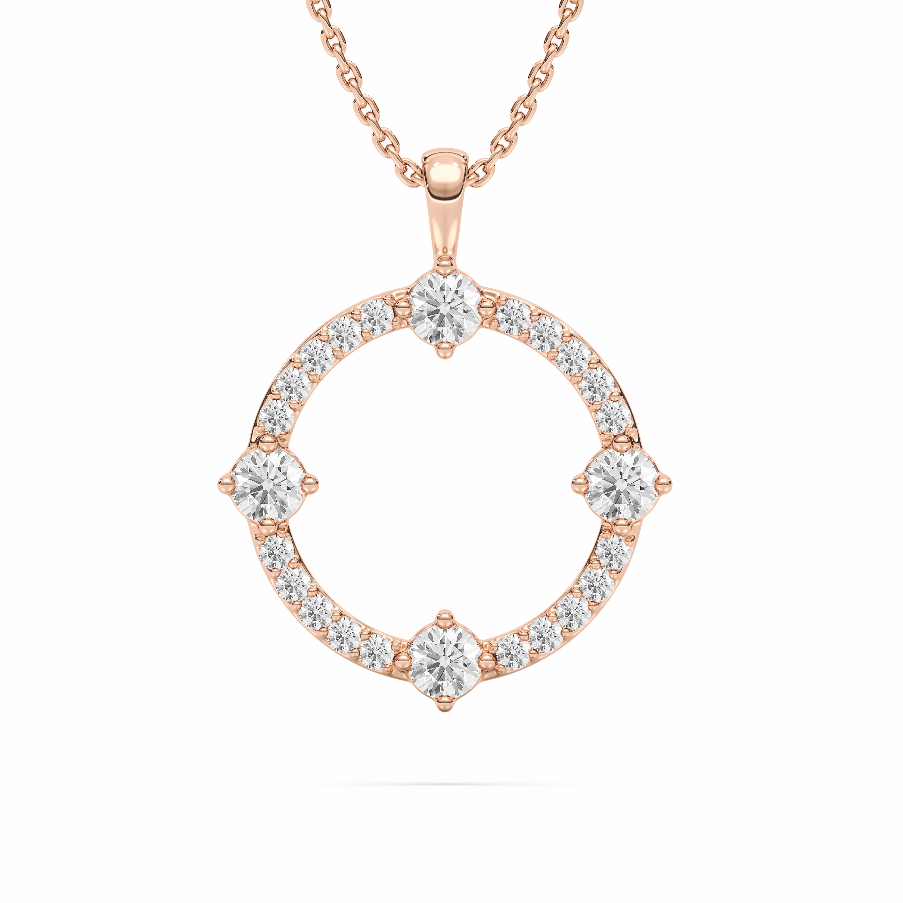 5/8 ctw Round Lab Grown Diamond Open Compass Pendant  - 18 Inches Personal Gift