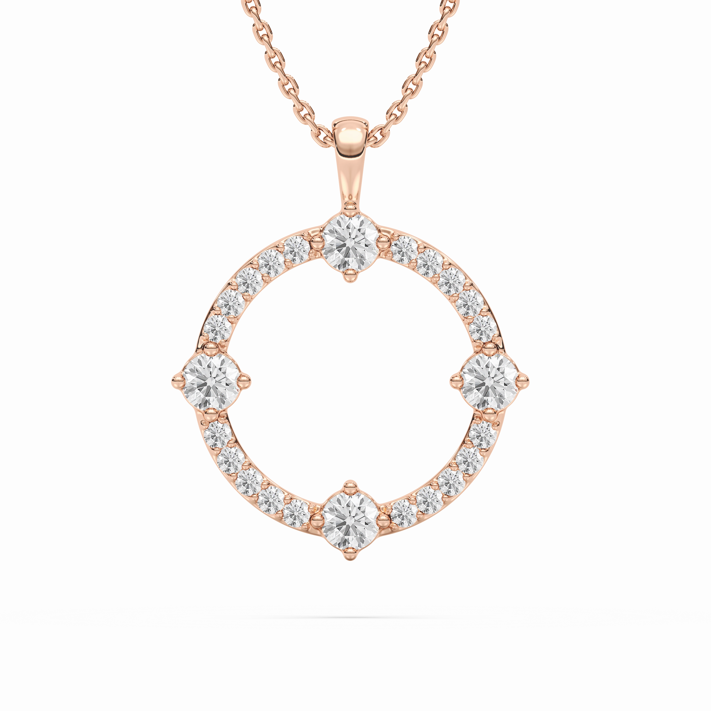 Soft Sparkle 5/8 ctw Round Lab Grown Diamond Open Compass Pendant  - 18 Inches