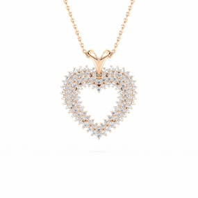 5/8 ctw Round Lab Grown Diamond Pave Heart Pendant - 18 Inches For Beauty