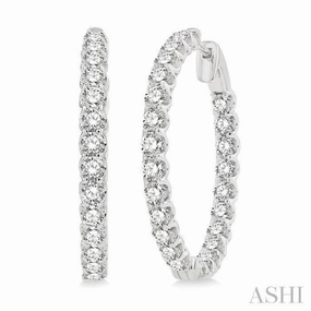 5 Ctw Inside-Out Round Cut Diamond Hoop Earrings in 14K White Gold Timeless Glow Modern Layer
