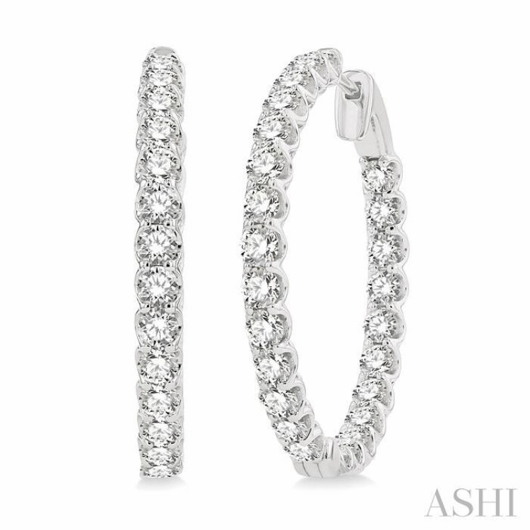 5 Ctw Inside-Out Round Cut Diamond Hoop Earrings in 14K White Gold Luxury Highlight