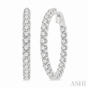 5 Ctw Inside-Out Round Cut Diamond Hoop Earrings in 14K White Gold Luxury Highlight