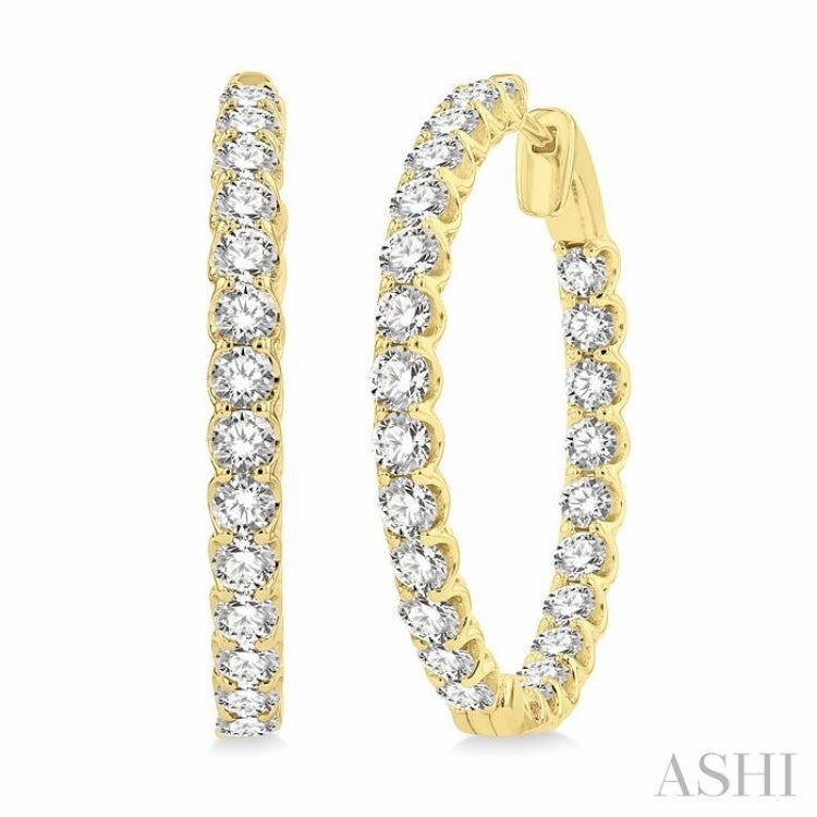 5 Ctw Inside-Out Round Cut Diamond Hoop Earrings in 14K Yellow Gold Rich Color