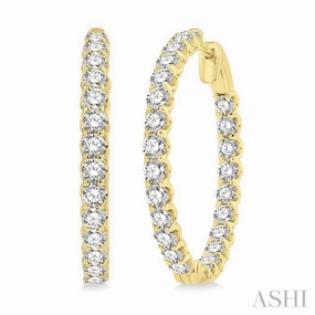 5 Ctw Inside-Out Round Cut Diamond Hoop Earrings in 14K Yellow Gold Rich Color