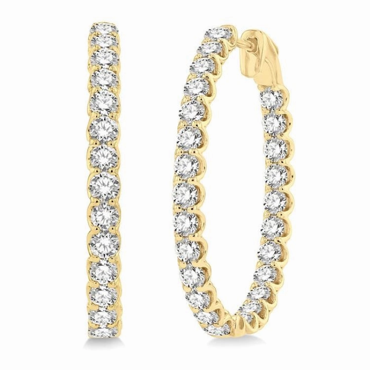 Everyday Luxury 5 ctw Inside-Out Round Cut Diamond Oval Shape Hoop Earrings in 14K Yellow Gold
