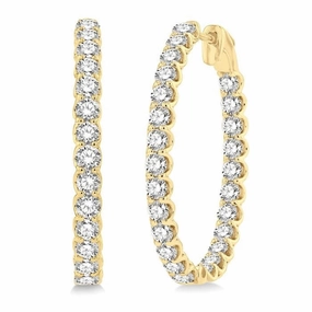 Everyday Luxury 5 ctw Inside-Out Round Cut Diamond Oval Shape Hoop Earrings in 14K Yellow Gold