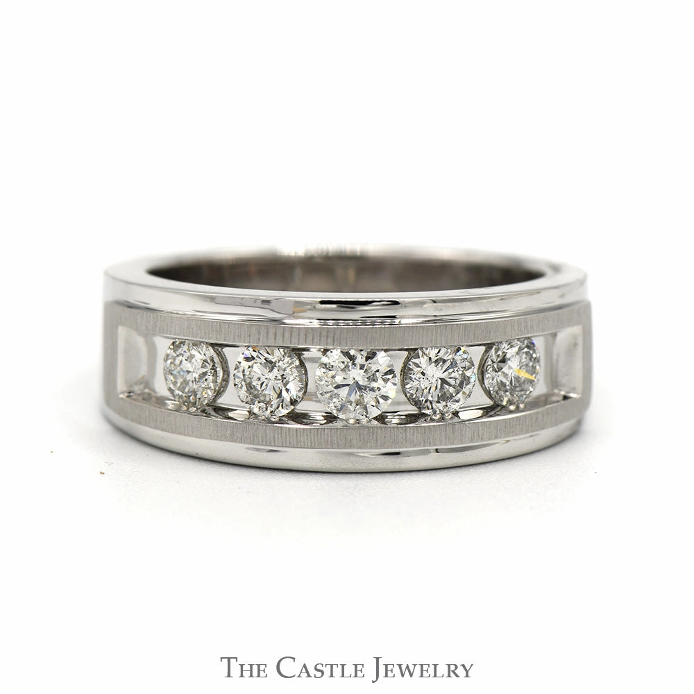 Romantic Product 5 Nick Set 1cttw Diamond Men's Wedding Band in 10k White Gold