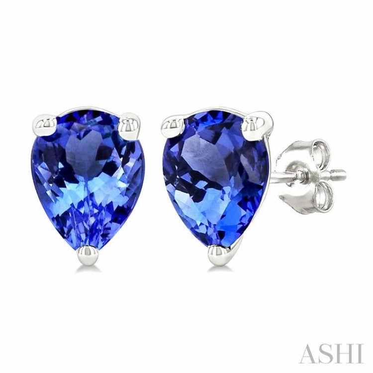 5X3 MM Pear Shape Tanzanite Precious Stud Earrings in 14K White Gold party look