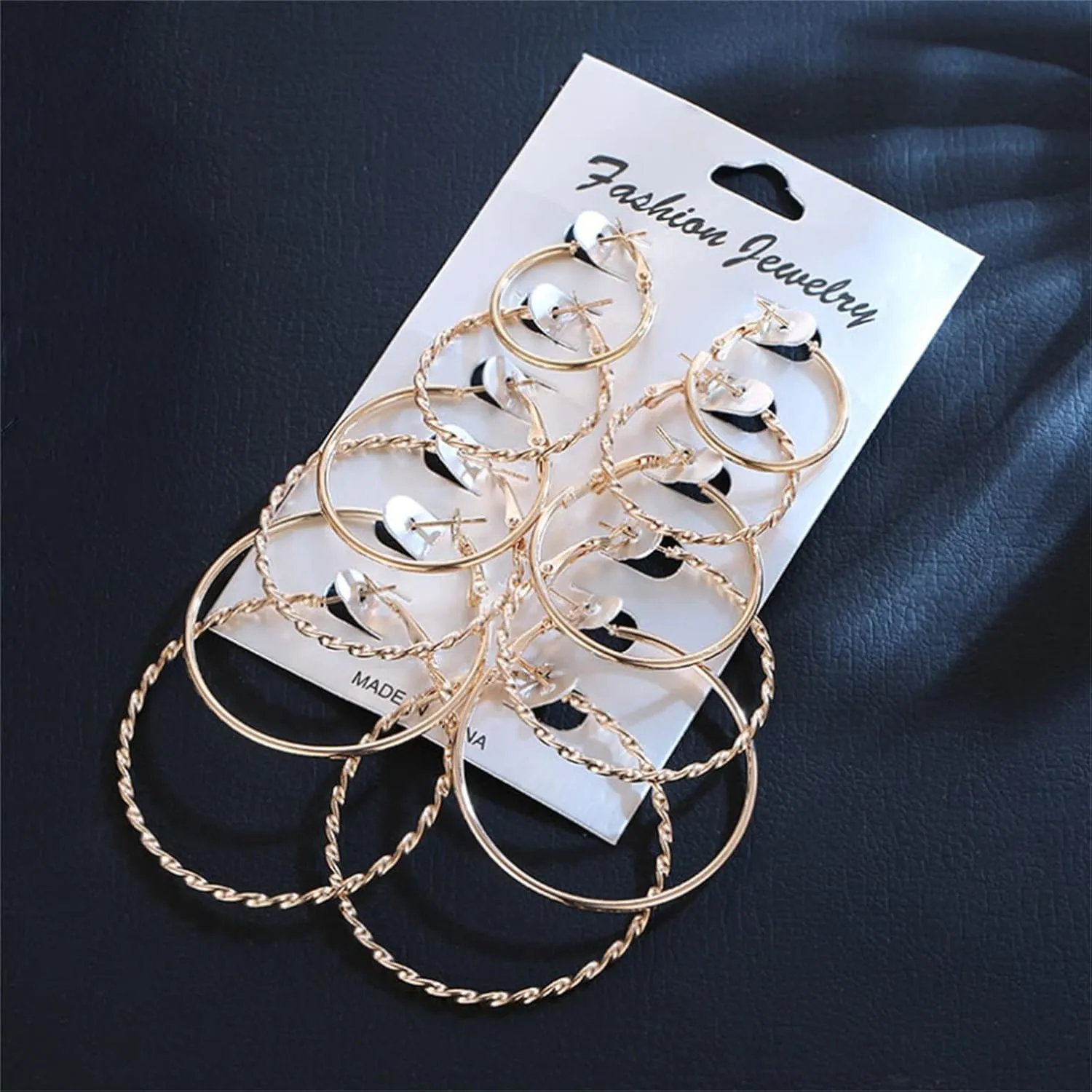 6 Pairs Set Hoop Earrings for Women Statement Earrings Stylish Minimalist Design Anniversary Earrings (Gold, One Size)
