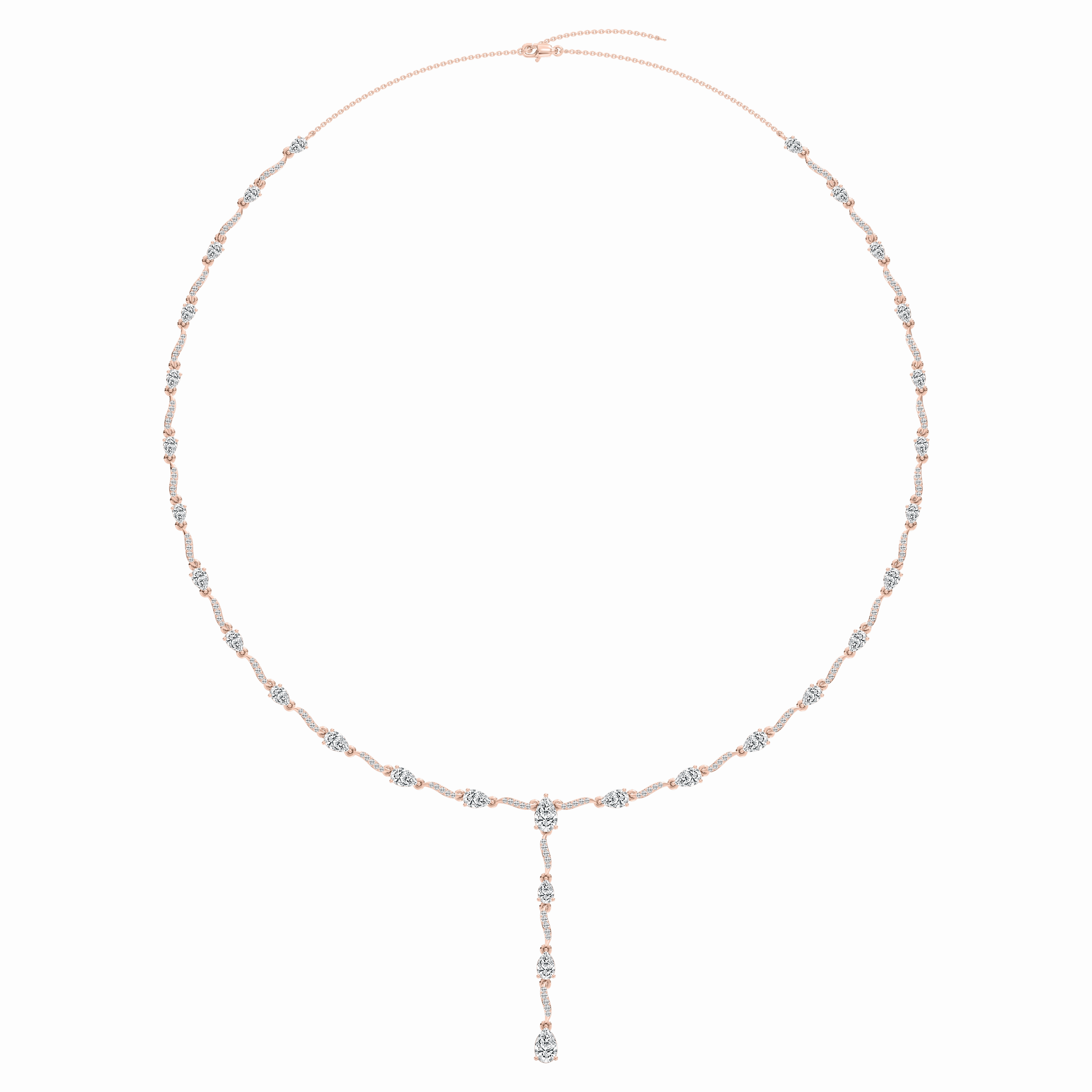 6 ctw Pear and Emerald Lab Grown Diamond Lariat Necklace - 18 Inches Metallic Sheen Accessory