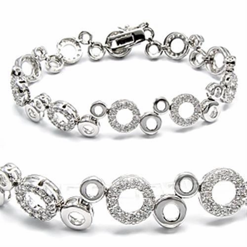 6X104 - High-Polished 925 Sterling Silver Bracelet with AAA Grade CZ  in Clear Signature Style Heavenly Combinations