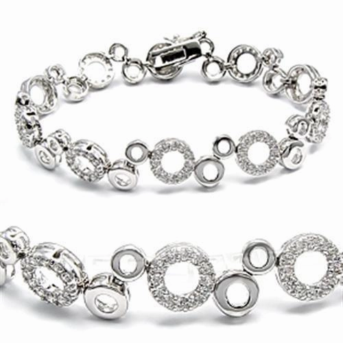 Advantageous Situation 6X104 - High-Polished 925 Sterling Silver Bracelet with AAA Grade CZ  in Clear