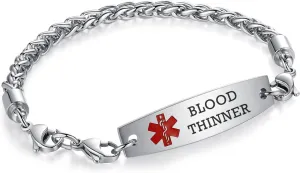 7.5"-9" Adjustable Medical alert bracelets for Women/Men Stainless steel Interchangeable Medical bracelets