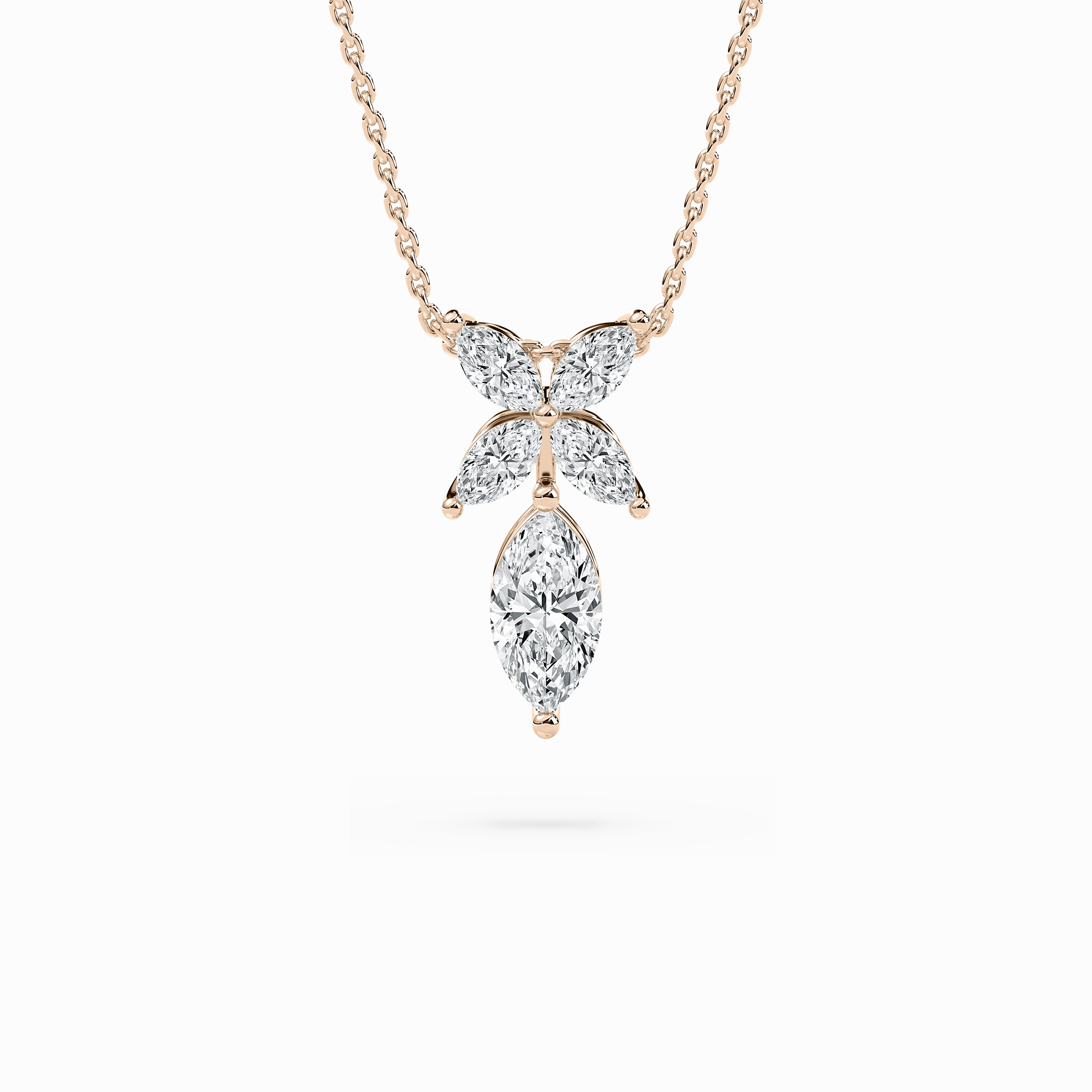 7/8 ctw Marquise Lab Grown Diamond Dewdrop Pendant  - 18 Inches Seldom Jewelry