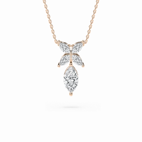 7/8 ctw Marquise Lab Grown Diamond Dewdrop Pendant  - 18 Inches Seldom Jewelry