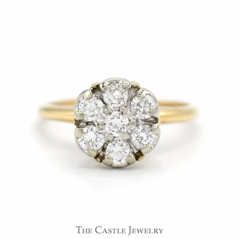 Home care 7 Round 3/4cttw Diamond Cluster Ring in 14k Yellow Gold