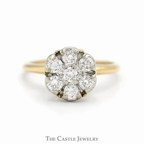 Home care 7 Round 3/4cttw Diamond Cluster Ring in 14k Yellow Gold