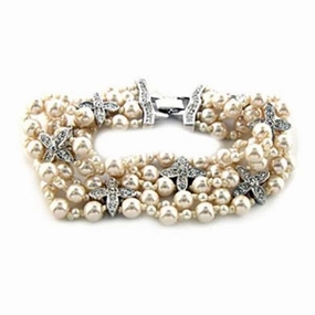 7X415 Rhodium White Metal Bracelet with Synthetic in White Head Turner