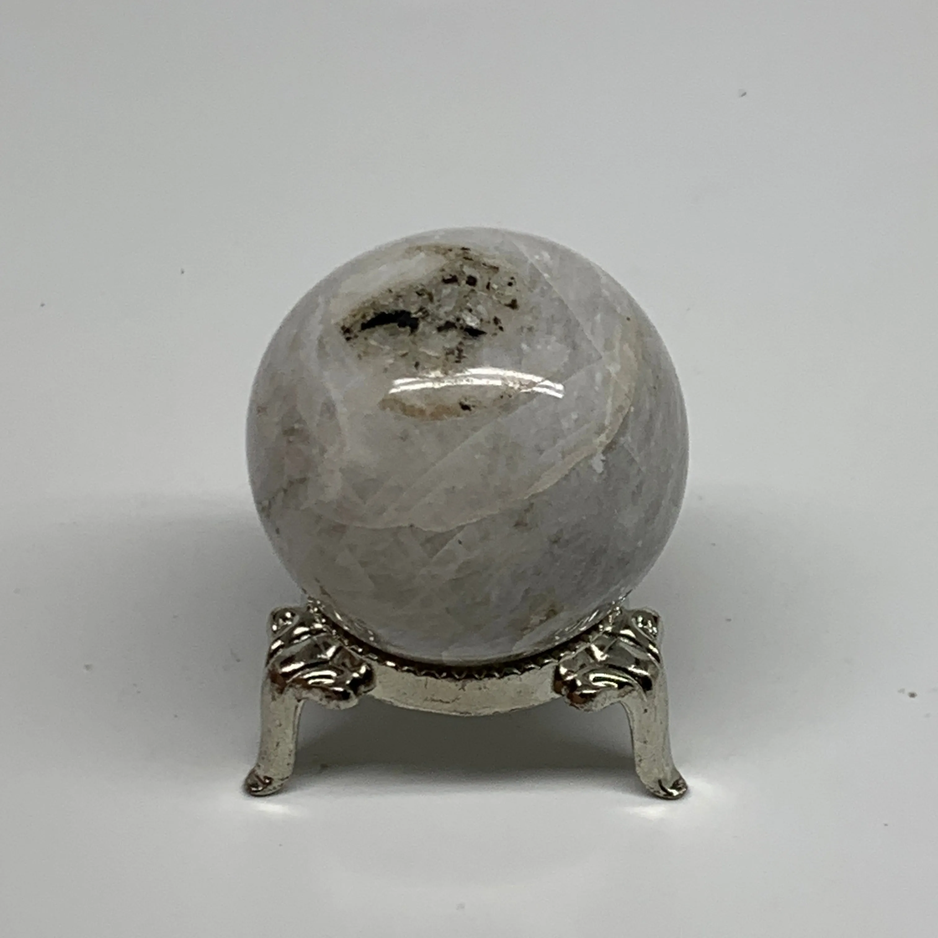 88.7g, 1.6"(40mm), Natural Rainbow Moonstone Sphere Ball Gemstone, B34943