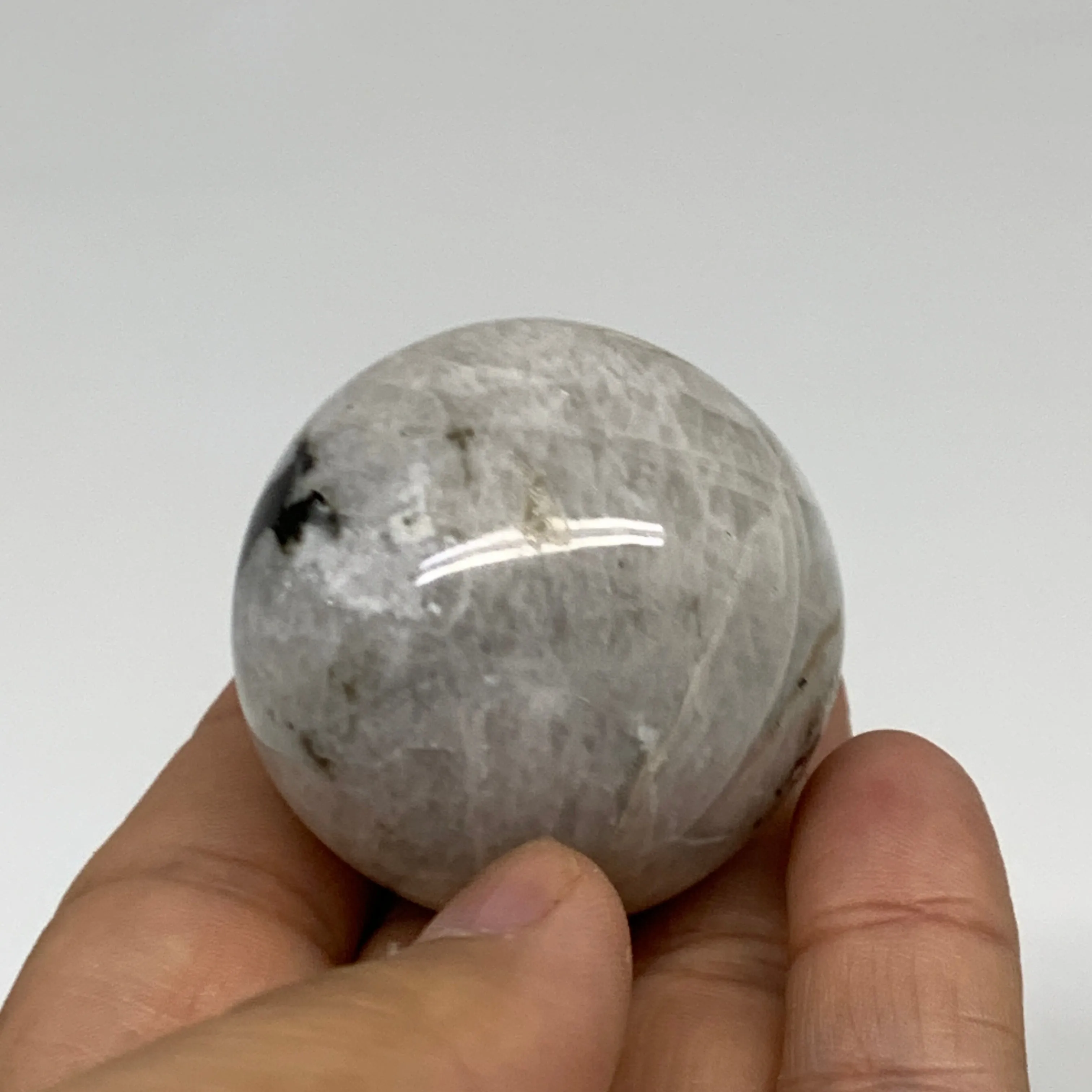88.7g, 1.6"(40mm), Natural Rainbow Moonstone Sphere Ball Gemstone, B34943