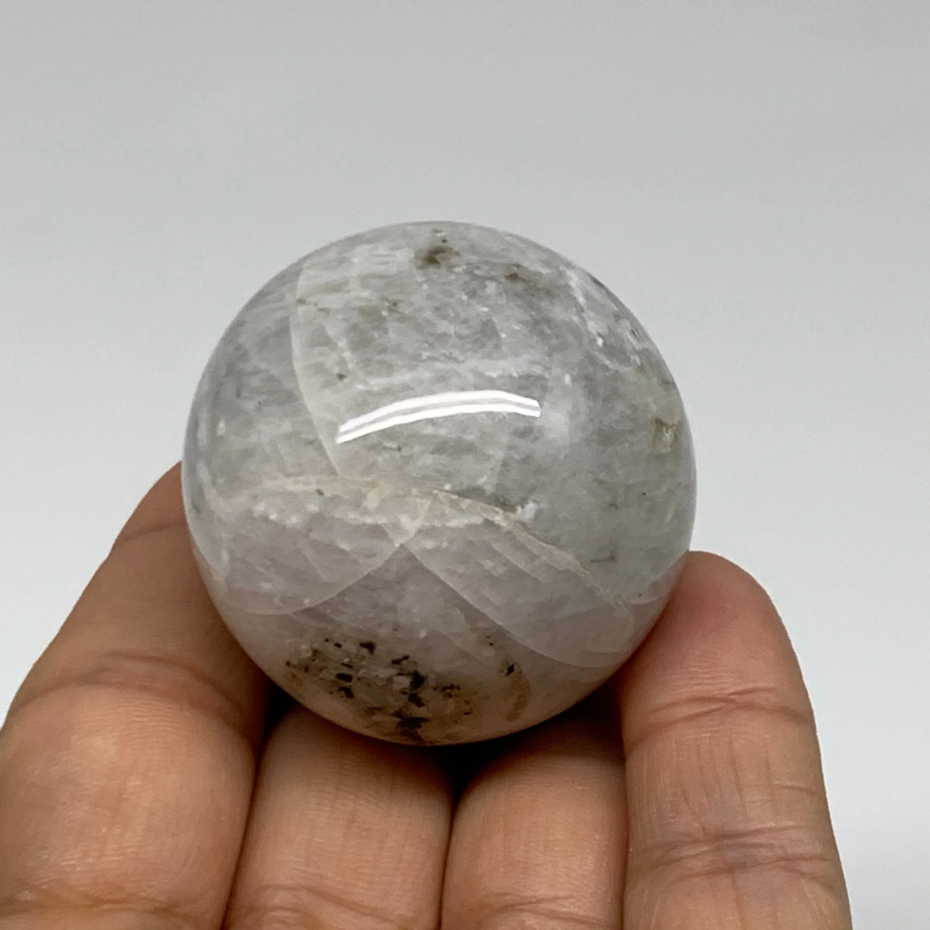 88.7g, 1.6"(40mm), Natural Rainbow Moonstone Sphere Ball Gemstone, B34943