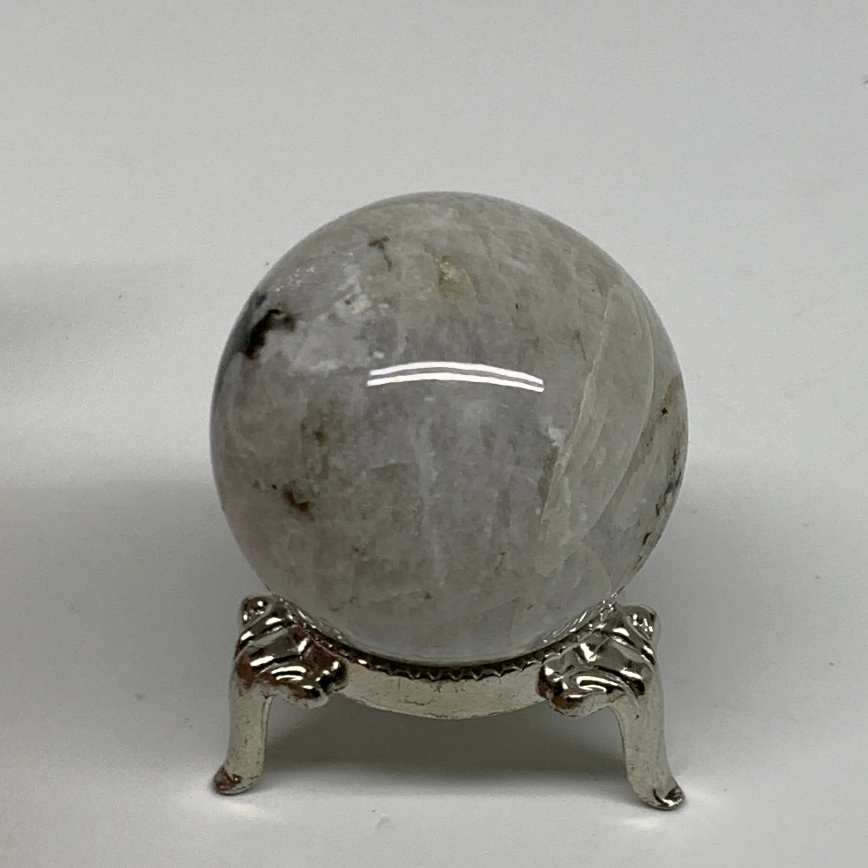 88.7g, 1.6"(40mm), Natural Rainbow Moonstone Sphere Ball Gemstone, B34943