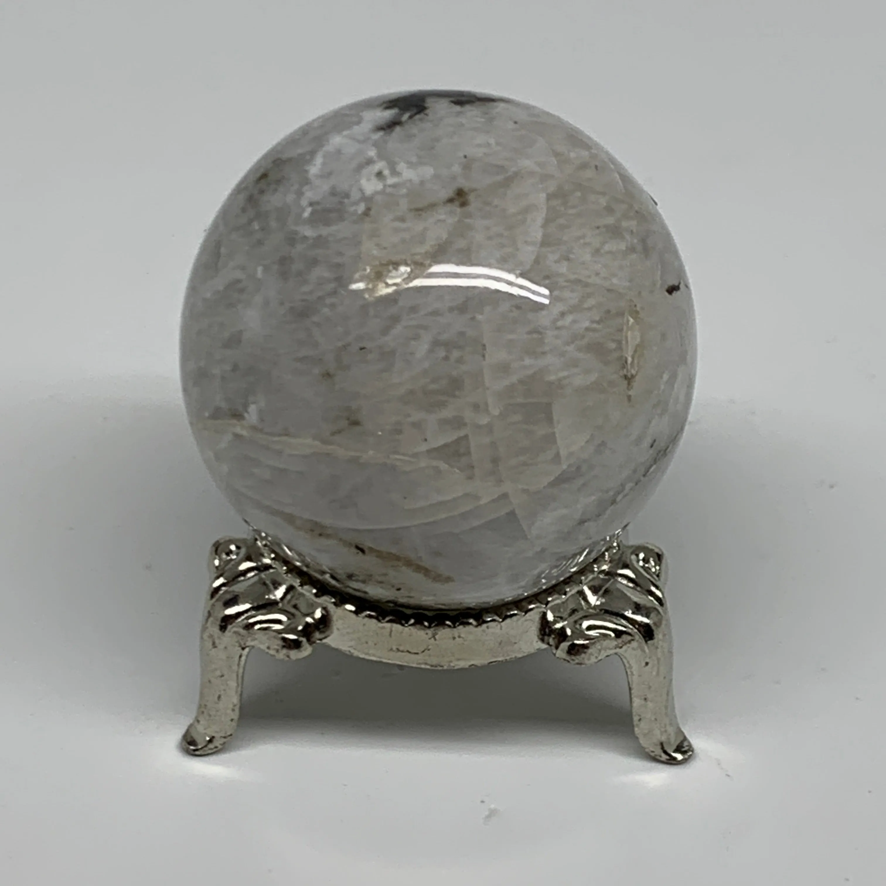 88.7g, 1.6"(40mm), Natural Rainbow Moonstone Sphere Ball Gemstone, B34943