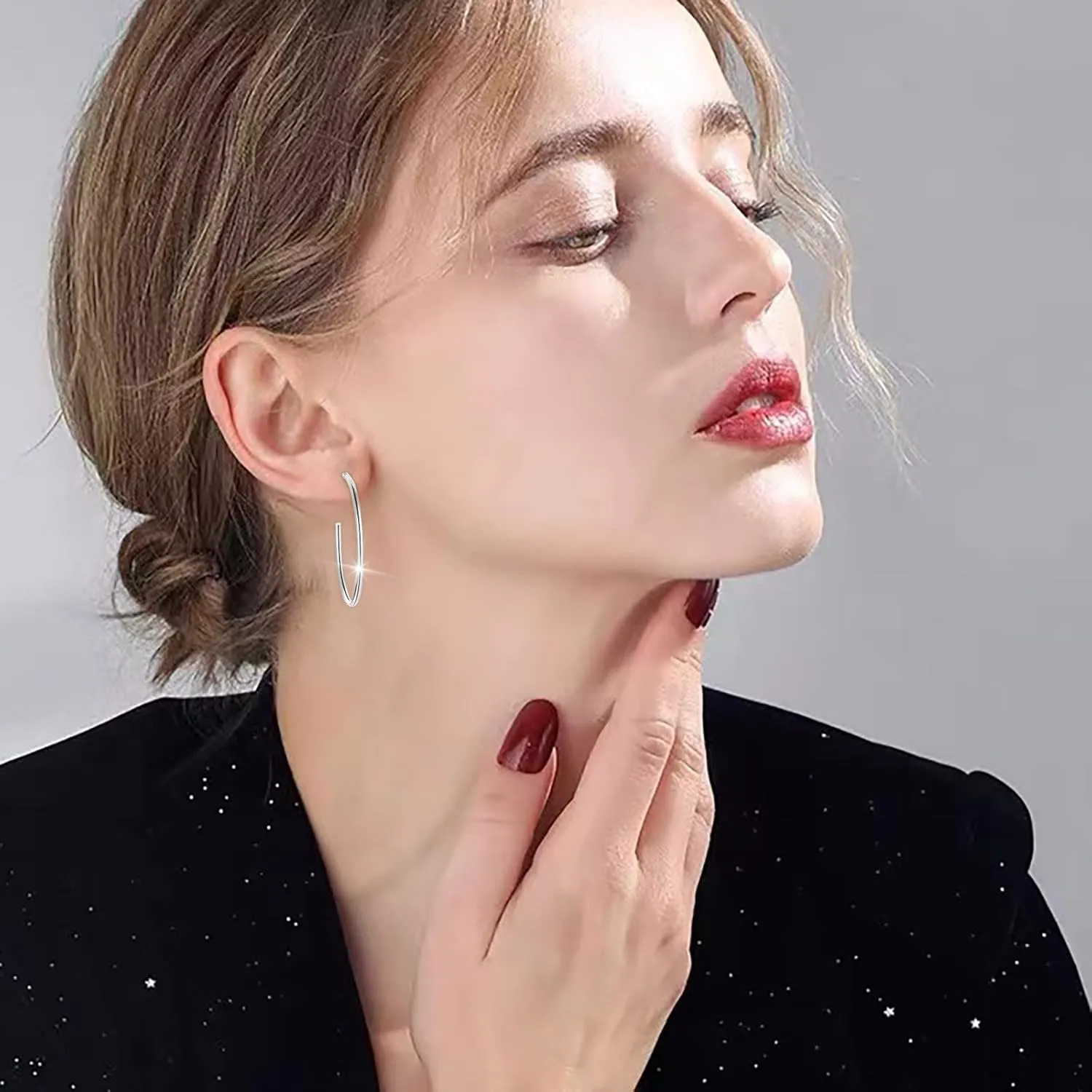 9 Pairs Hoop Earrings Stud Earrings for Women Multipack Pearl Twisted Earring Set Trendy Wedding Ball Earrings (Silver, One Size)