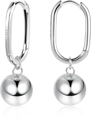 925 Sterling Silver Ball Drop Dangle Earrings Hypoallergenic Ball Drop Earrings for Women Fashion Jewelry